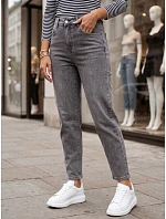 Dámske džínsy Mom Fit s elastickým pásom, sivé, FashionStreet UY3100 Dámske džínsy Mom Fit s elastickým pásom, sivé, FashionStreet UY3100
