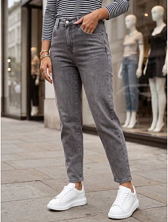 Dámske džínsy Mom Fit s elastickým pásom, sivé, FashionStreet UY3100