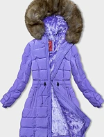 Dámska zimná bunda s kožušinovou podšívkou lila (LHD-23063)