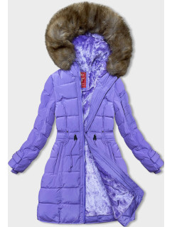 Dámska zimná bunda v lila farbe s kožušinovou podšívkou (LHD-23063)