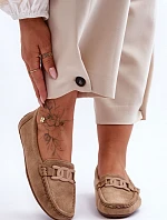 Damskie Modne Zamszowe Mokasyny Brązowe Rabell