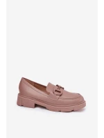 Mokasyny Damskie Eko Skórzane Z Ozdobnym Detalem Khaki Seftass