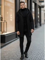 Pánsky jednoradový zimný kabát čierny FashionStreet CX0444