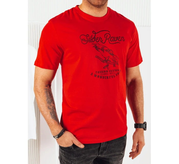 Pánské tričko s potiskem červené Dstreet model 21973568 - FashionStreet