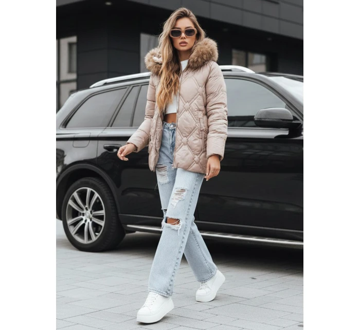Dámská zimní bunda s kožešinou béžová Dstreet model 21994869 - FashionStreet