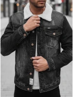 Pánská zateplená džínová bunda s ovčí kůží šedá Dstreet model 21995187 - FashionStreet