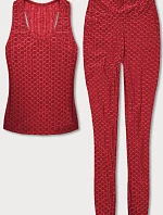 Súprava športového topu a legín v červenej farbe (YW88037-5)