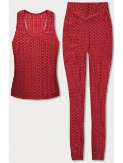 Červený športový komplet - top a legíny (YW88037-5)