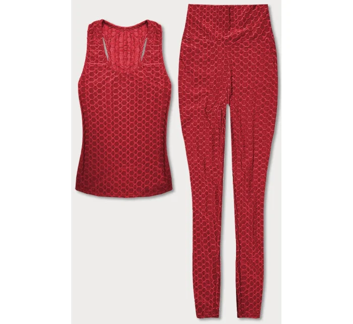 Súprava športového topu a legín v červenej farbe (YW88037-5)