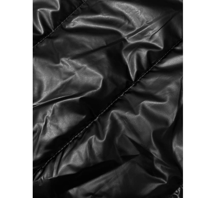 Čierna dámska vesta s asymetrickým zipsom (16M9117-392)
