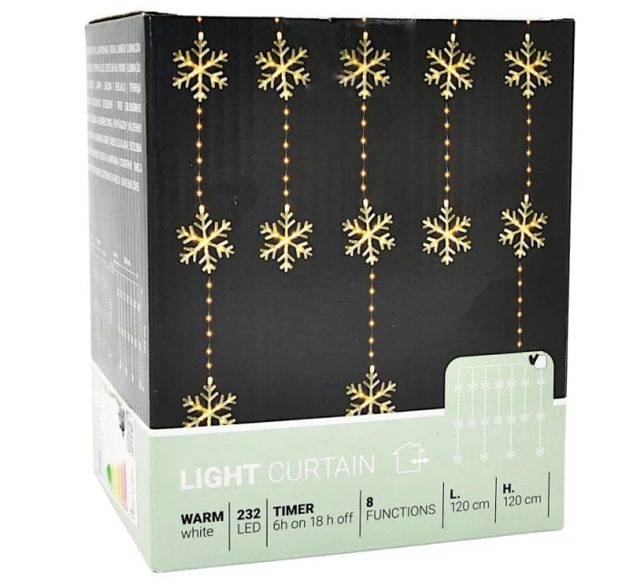 Svetelný záves 120x120 CM 232LED COOL WHITE SNOW BLOWS