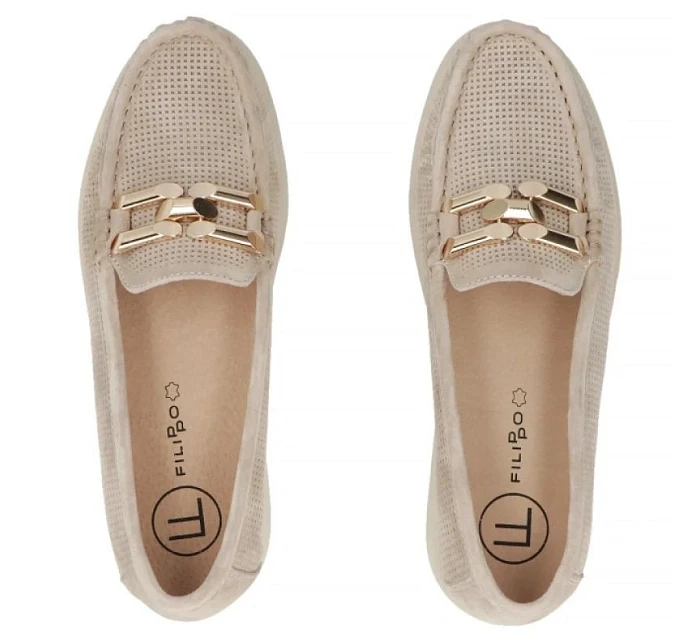 Béžové kožené mokasíny na  model 22097362 - FILIPPO