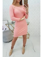Šaty s ozdobnými knoflíky meruňková