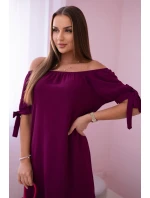 Šaty vázané na rukávech švestka