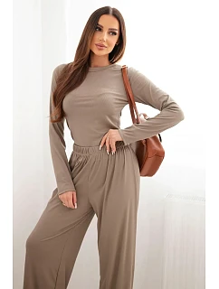 Dámska súprava z viskózy s blúzkou a širokými nohavicami fango