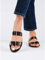 Jedinečné dámské nazouváky černé na plochém podpatku Jedinečné dámské nazouváky černé na plochém podpatku