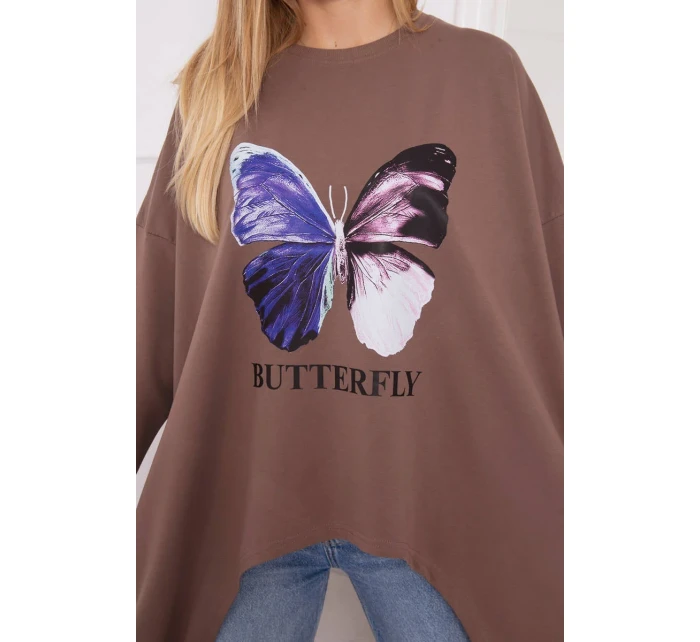 Halenka s oversize potiskem mocca Halenka s oversize potiskem mocca