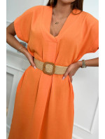 Šaty s ozdobným opaskom oranžové