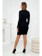 Pletené šaty s motivem model 19062262 černé - K-Fashion Pletené šaty s motivem model 19062262 černé - K-Fashion