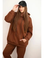 Dámský teplákový komplet model 21441628 z bavlny s kapucí camelový - K-Fashion