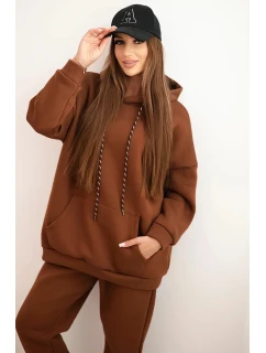 Dámský teplákový komplet model 21441628 z bavlny s kapucí camelový - K-Fashion