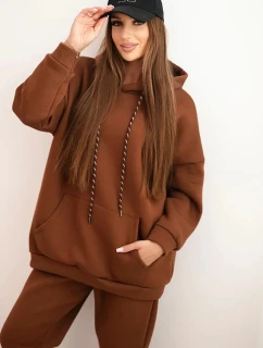 Dámský teplákový komplet model 21441628 z bavlny s kapucí camelový - K-Fashion
