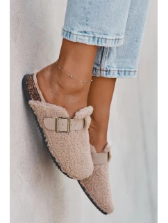 Dámské pantofle s kožíškem typu Béžové model 21709362 - Boto