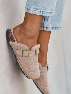 Dámské pantofle s kožíškem typu Béžové model 21709362 - Boto