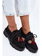 Dámske poltopánky s imitáciou semišových ozdôb Black Melonia