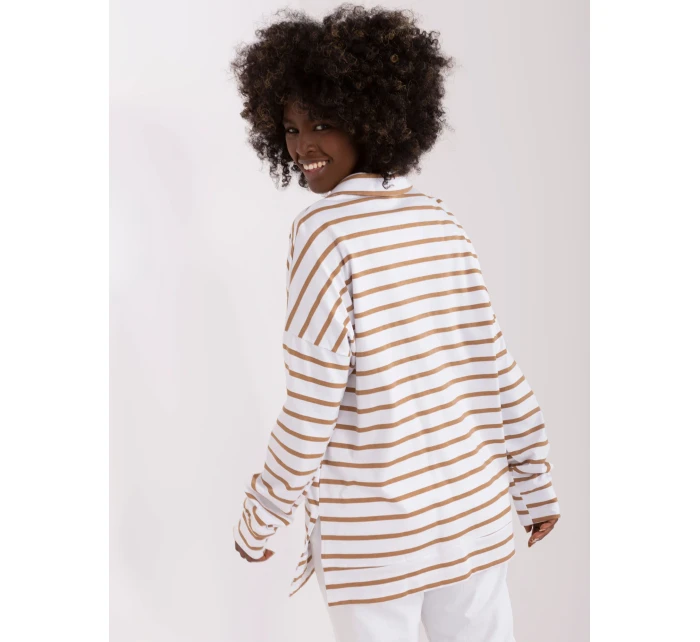 Bluzka LK BZ model 18729970 biało brązowy - FPrice Bluzka LK BZ model 18729970 biało brązowy - FPrice