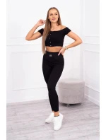 Žebrované legíny model 20686777 černé - Kesi