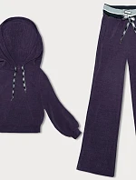 Dámska rebrovaná fialová súprava (AMG-341A)