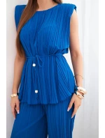 Dámský viskózový komplet s halenkou na zavazování a širokými kalhotami model 22025286 - K-Fashion