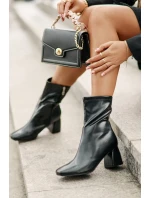 Gładkie Botki Damskie Na Słupku Z Eko Skóry Czarne Izariel Gładkie Botki Damskie Na Słupku Z Eko Skóry Czarne Izariel