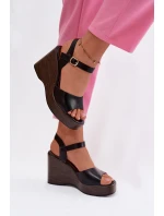 Dámské sandály na platformě Eko kůže Černé model 21937502 - Boto