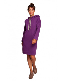 model 18004354 Šaty s vysokým límcem a leopardím vzorem fialové - BeWear