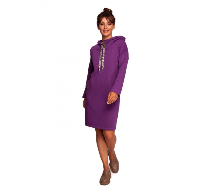 model 18004354 Šaty s vysokým límcem a leopardím vzorem fialové - BeWear