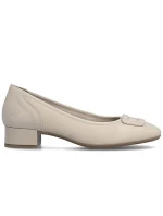 Dámske kožené lodičky na nízkom podpätku béžovej farby Rieker 43453-62