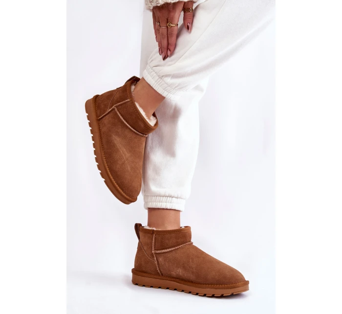 Damskie Zamszowe Niskie Śniegowce Camel Shelie Damskie Zamszowe Niskie Śniegowce Camel Shelie