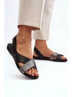 Zazoo 40141 Skórzane Sandały Na Rzep Czarne