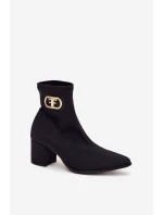 Dámské Botky Na Podpatku Se Zlatým Detalem model 21703508 Černé - Zazoo