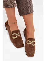 Dámské mokasíny z přírodního semiše zlatý detail D&A CR61-3115 hnědé