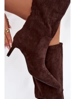 Dámske zateplené čižmy na podpätku - čokoládové Arelisse Dámske zateplené čižmy na podpätku - čokoládové Arelisse