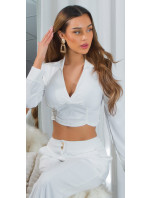 Sexy Musthave Crop Blouse with V-Neck & collar