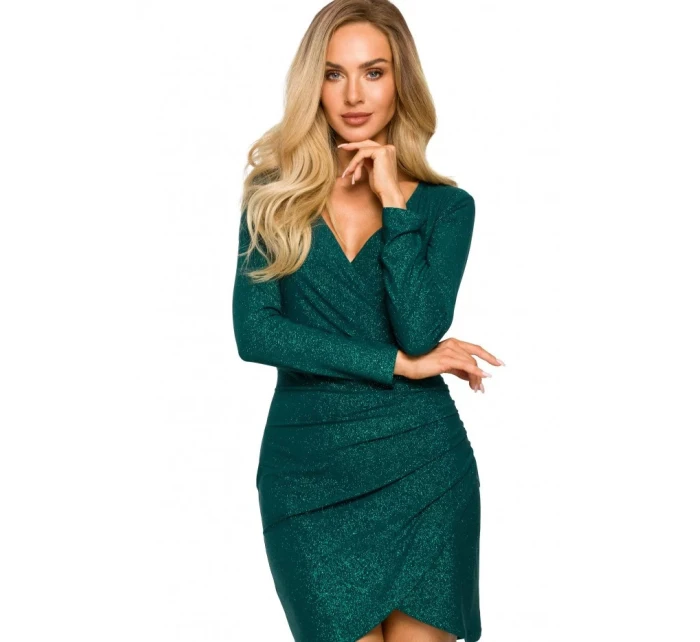 Zavinovacie mini šaty M722 smaragdové - Moe Zavinovacie mini šaty M722 smaragdové - Moe