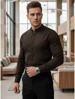 Pánská košile SLIM FIT se stojáčkem hnědá Dstreet model 21995748 - FashionStreet