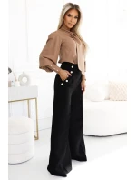 dámská halenka v karamelové barvě v stylu s dlouhými rukávy, vázáním a knoflíky model 20722306 - numoco dámská halenka v karamelové barvě v stylu s dlouhými rukávy, vázáním a knoflíky model 20722306 - numoco
