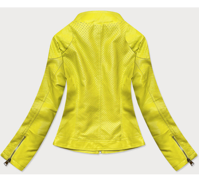 Žltá dekoratívna bunda z ekokože (G85)