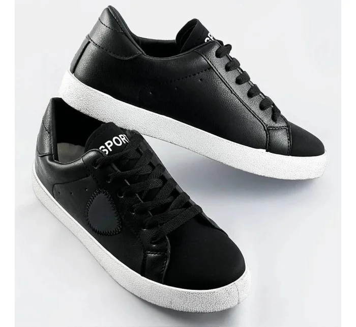 Černé dámské tenisky z různých spojených materiálů model 17267654