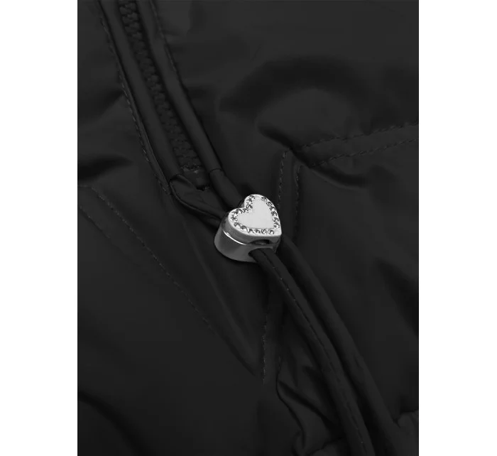 Čierna prešívaná bunda s odnímateľnou kapucňou Miss TiTi (2482)